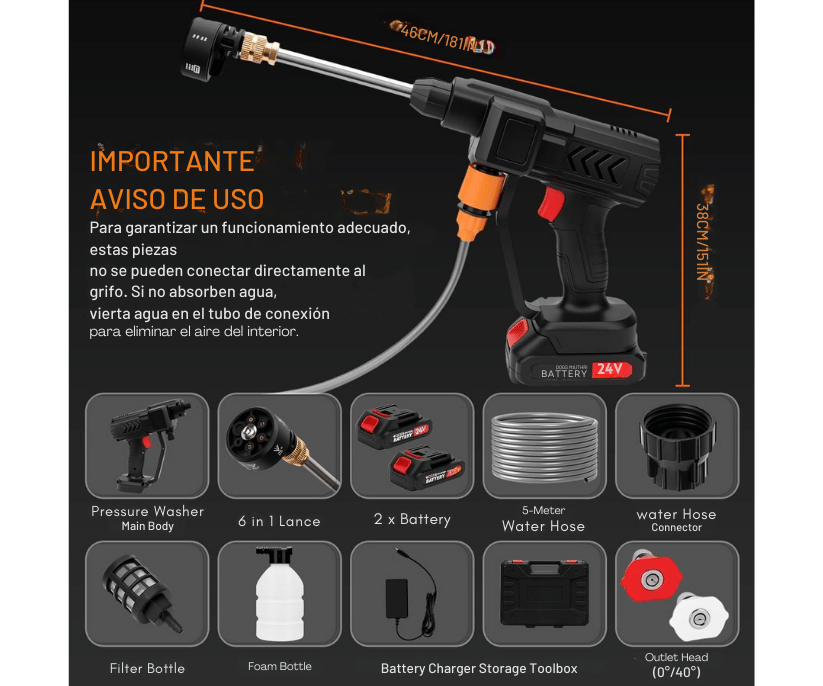 Pistola Limpiadora a Presión | Elimina suciedad incrustada en 60 segundos